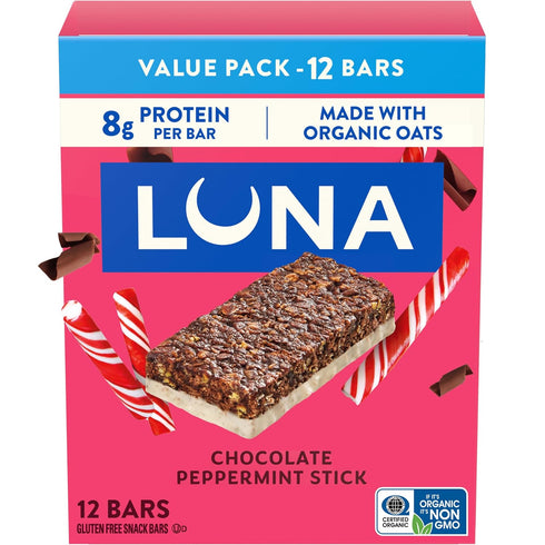 LUNA Bar - Chocolate Peppermint Stick Flavor - Gluten Free Snack Bars