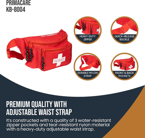 KB-8004 Pack Set, 8" 2" 6", PrimaCare First Aid Empty Fanny for Emergency Equipment x x Red