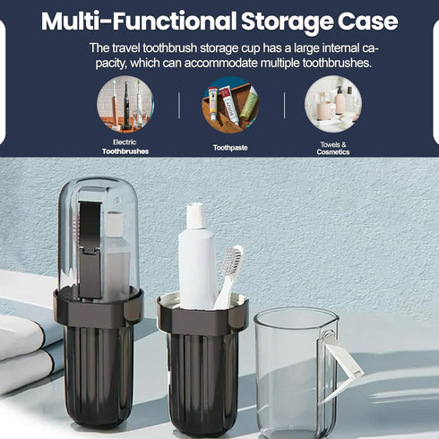Portable Travel Toothpaste Container Case, 3 in 1 Toothbrush Toothpaste Travel Cup Container