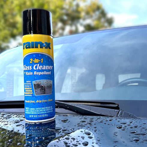 Rain-X 5080233 2-In-1 18 Glass Cleaner Plus Rain Repellent, Ounce , BLUE