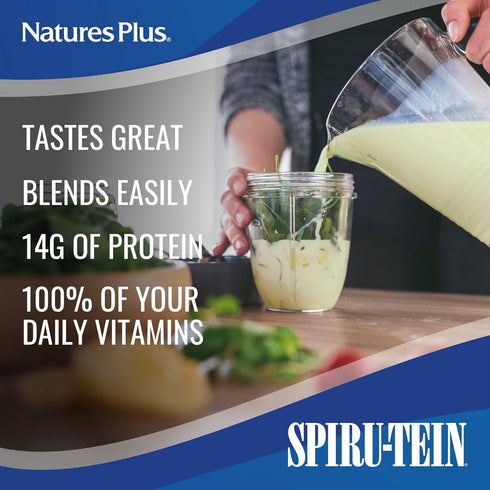 SPIRU-TEIN Shake - NaturesPlus Banana Flavor, 2.4 lbs, Plant Based Meal Replacement, 32 Servings