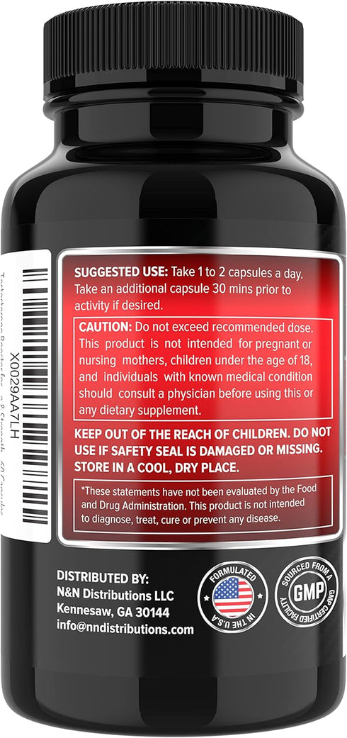 Testosterone Booster Supplement: Male Enhancing Test Boost for Muscle, Energy & Performance, 60ct