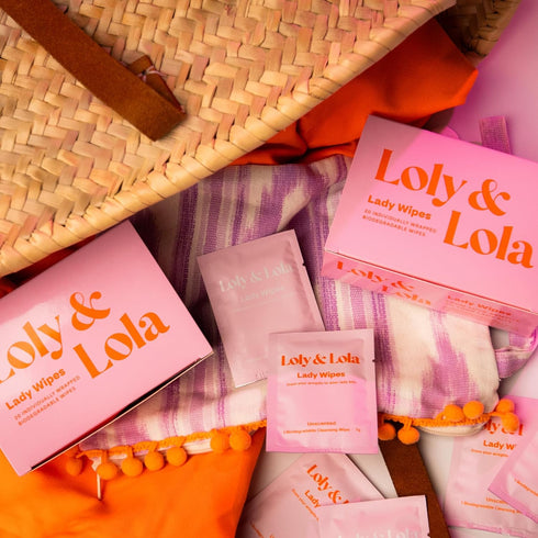 Loly & Lola (56) Lady Wipes Individually Wrapped Feminine Wipes | Travel Size, Biodegradable | pH Balanced |