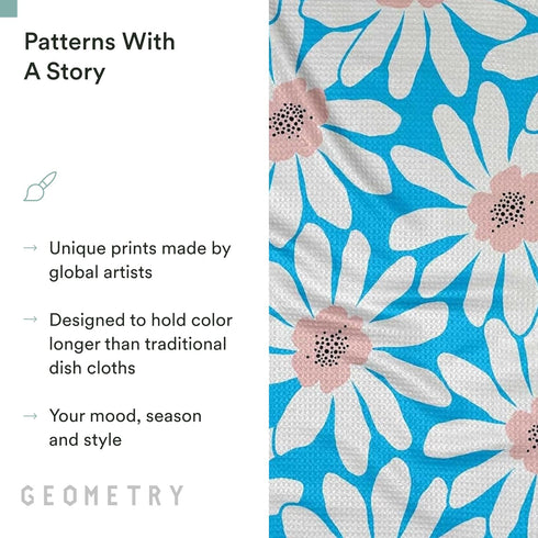 Summer 10" 10" 3-Pack GEOMETRY Kitchen Dish Cloths - Spring & Collection - Premium Dishcloths with Geoweave - Absorbent