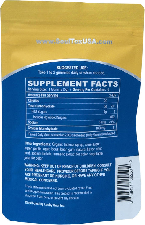 Soultox Creatine Gummy Packs - Tropical Flavor - Infused with Creatine Monohydrate - Potent Muscle Growth Support - Delicious & All Natural Vegan Formula for Guilt Free Indulgence - Single Pack