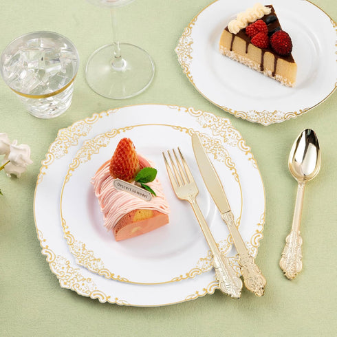 150PCS Gold Plastic Silverware - Heavy Duty Disposable Utensils for 50 Guests, Perfect for Weddings or Parties