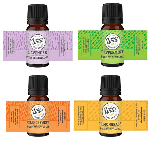 Wild Essentials Greek Key Necklace Essential Oil Diffuser Kit, 12 Refill Pads, Lavender, Lemongrass, Peppermint, Orange