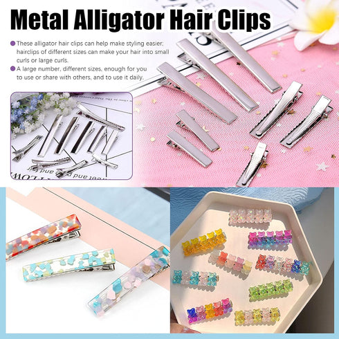 Swpeet 200Pcs 3inch Alligator Hair Clips Kit, Metal Duck Bill Hair Clips for Hair Styling DIY Accessories