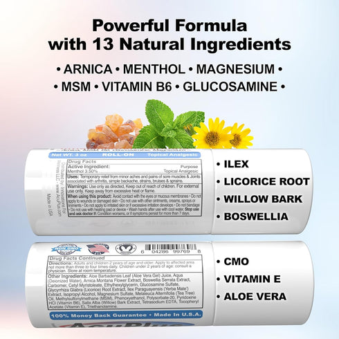 AcuPlus Pain Relief Roll On, Topical Anti-Inflammatory for Muscles & Joints, 3 fl. oz. (Pack of 1)