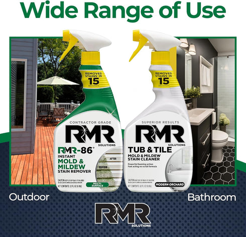 Pack 232 Oz RMR Mold Stain Eraser Max No-Scrub Tub & Tile Cleaner + Instant Mold & Mildew Stain Remover Spray