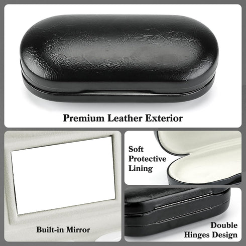 2 in 1 Contact Lens Case and Glasses Case, Double Sided Design with Mirror & Tweezer, Portable Kit