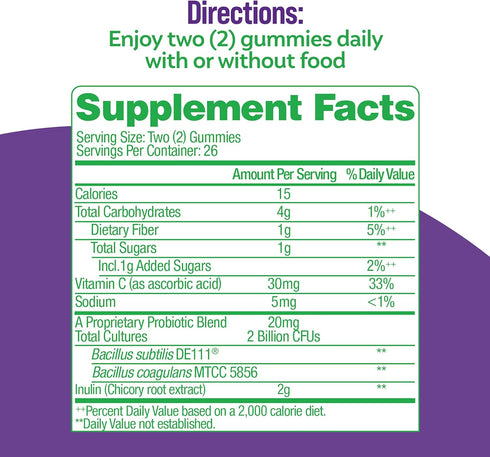 Culturelle Daily Probiotic Gummies for Women & Men, Berry Flavor, 52 Count, Naturally-Sourced Daily Probiotic +