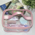 Toiletry Bag Makeup Cosmetic Clear Bag, Portable Waterproof Transparent Travel Storage in Pink