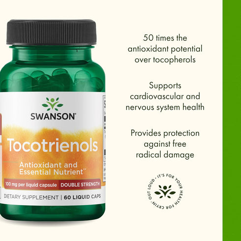 Swanson Double Strength Tocotrienols Antioxidant, 60 Liquid Capsules, 100mg Each
