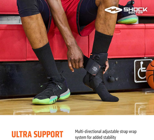 Shock Doctor Adult Ultra Wrap Lace Ankle Brace, Maximum Support, Adjustable Compression