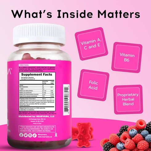 BEARVANA Gummies for Women - Top Support Natural Balance & Confidence | Fitness Supplement with 9 Herbs, Berry Flavor,