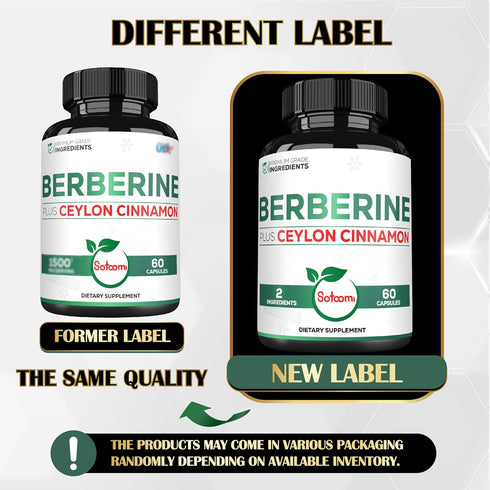 1500mg Berberine with Ceylon Cinnamon Supplement - Extra Strength for Immune System, Digestive Health & Energy