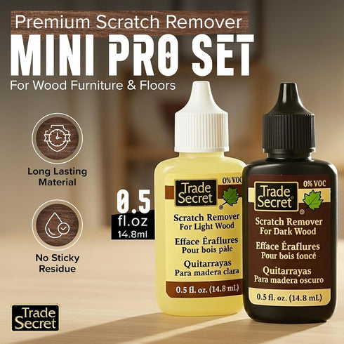 Set (2x 0.5 oz), Trade Secret Scratch Remover Mini Pro Restore & Conceal Small Scratches on Dark & Light Wood Furniture
