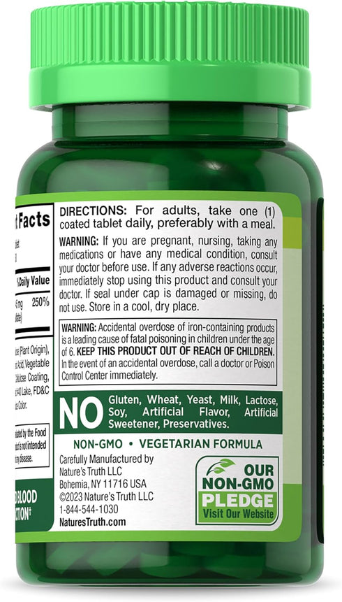 Iron Supplement 45 mg - 60 Count - Ferrous Sulfate - Non-GMO & Gluten Free Vitamin for Men and Women by Nature's Truth