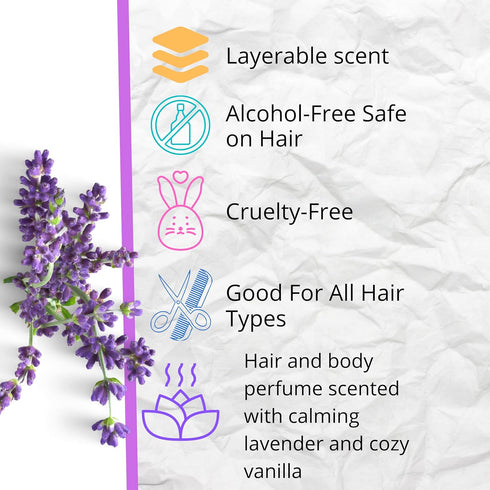 BLUEBYRD Soap Co. Lavender Vanilla Fragrance for Hair and Body - Alcohol Free Hair Perfume