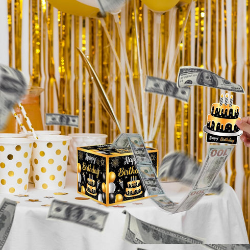 Lemicin 50 Set Birthday Money Gift Box for Cash Surprise Money Roll Gift Box with Pull Out Card and Transparent Bags