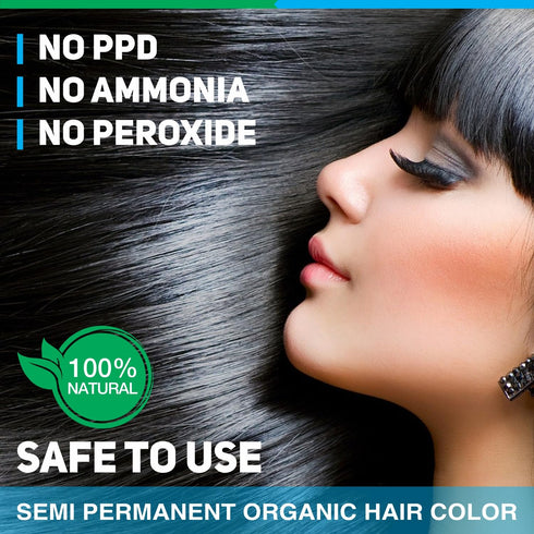 Vegetal Safe Hair Color - Dark Brown 50gm Certified Organic Chemical Free Hair Color for Men and Women