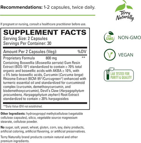 Terry Naturally Arthocin - 60 Capsules, Support Joint Lubrication, Optimize Flexibility & Comfort, Non-GMO, Vegan,
