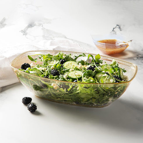 Posh Setting Disposable Oval Serving Bowls, Gold Glitter Plastic Serving Bowls, 4 Pack, 72 Ounce Large Plastic Disposable Party Snack, Buffet, Chips, or Salad Bowl, Heavy Duty by Posh Setting