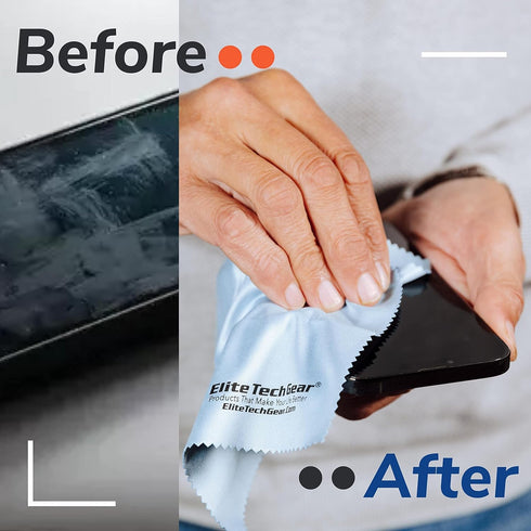 Elite Tech Gear Microfiber Cloth Set - 4-Pack, 12"x12" Washable Wipes for Glasses, Lenses, Electronics & Screens