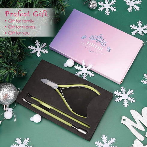 YINYIN Professional Cuticle Trimmer with Pusher and Cutter, Stainless Steel Clippers for Fingernails