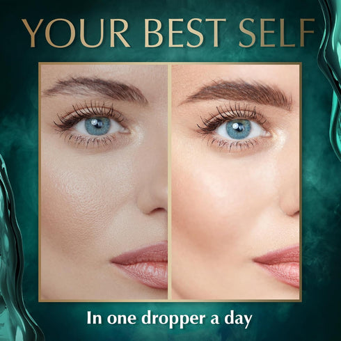 Liquid Collagen Peptides - 10,000mcg Collagen & 5,000mcg Biotin Drops for Youthful Skin, Hair Growth, Lemon Flavor