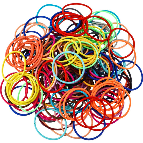 TecUnite 200 Pieces No Metal Hair Elastics Bulk Rubber Bands for Women (Multicolor)