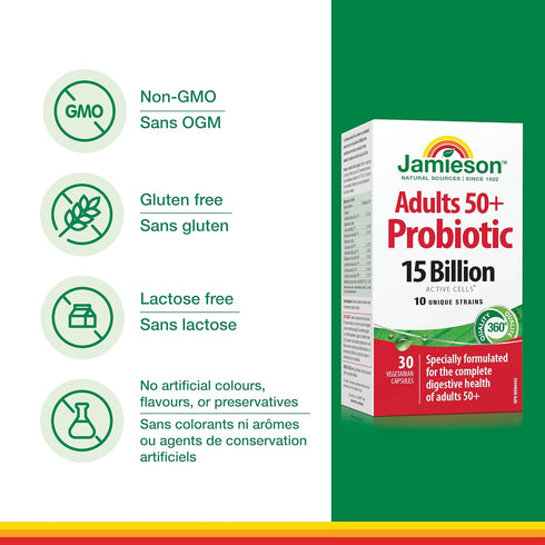 Jamieson Adult 50+ Probiotic Complex, 15 Billion, 30 Vegi Caps