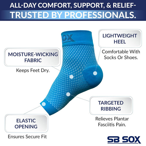 SB SOX Plantar Fasciitis Relief Socks - Ankle Brace Compression Sleeve for Foot Pain (Blue, X-Large)