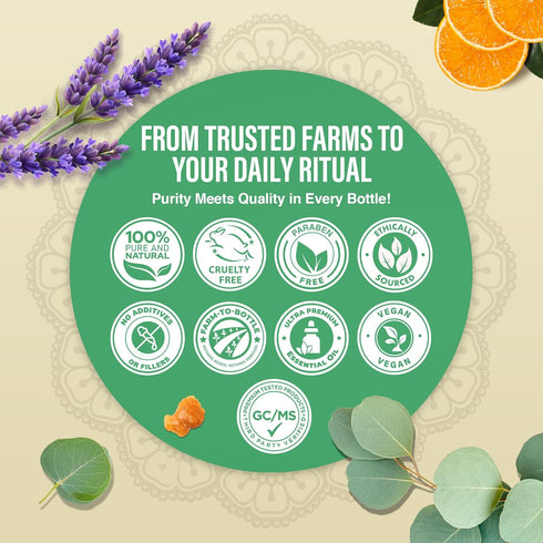 Set (Pack 4 0.5 Oz) GuruNanda Essential Oils of x Fl - Pure, Natural Frankincense, Lavender, Eucalyptus & Orange