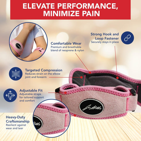 Tennis Elbow Brace & Adjustable Arm Band Support for Pain Relief, Tendonitis, Golfers Elbow Strap for Men and Women -