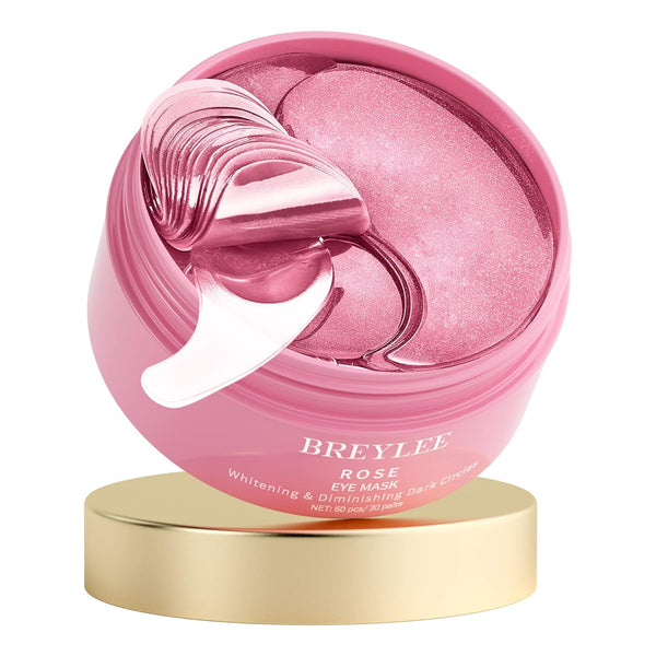 BREYLEE Rose Eye Mask - 60 Pcs Under Eye Patches for Puffy Eyes, Hydrates and Firms Eye Area for Women and Men