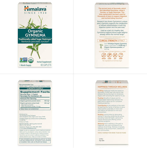 Himalaya Organic Gymnema Sylvestre Herbal Supplement, USDA Certified Organic, 700 mg, 60 Caplets