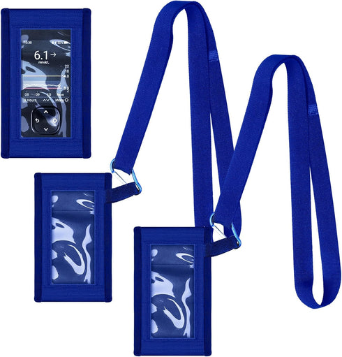2 Pack Blood Glucose Meter Case with Lanyard | Compatible with Dexcom G7 Glucose Monitor Pouch (Blue)