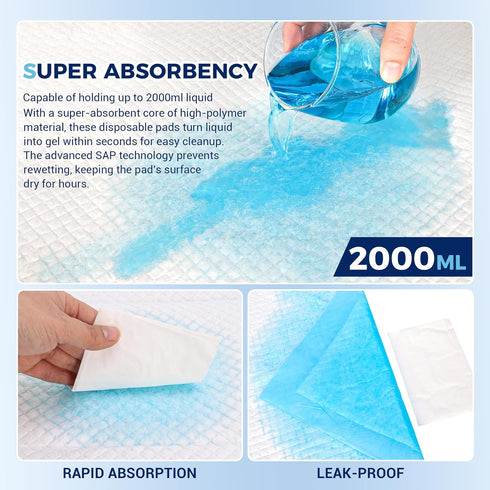 Thewese 30"x36"- 50 Count Heavy Duty Disposable Bed Pads Underpads for Incontinence Adults, Chucks Pads Super