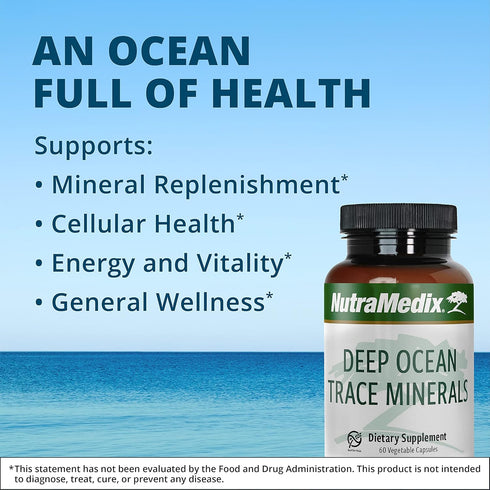 NutraMedix Deep Ocean Trace Minerals 1,000mg - Mineral & Energy Supplements for Electrolyte Support (60 Capsules)