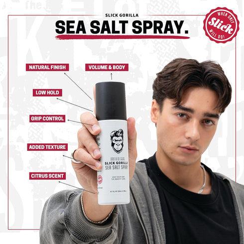 Slick Gorilla Sea Salt Spray for Men - 200ml Texturizing Hair Spray, Lightweight Volume Mist with Matte Finish