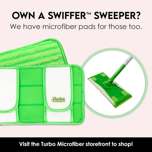 Reusable Floor Mop Pads, Swiffer Wet Jet Compatible Refills, 2 Pack, 12-inch Microfiber, Eco-Friendly