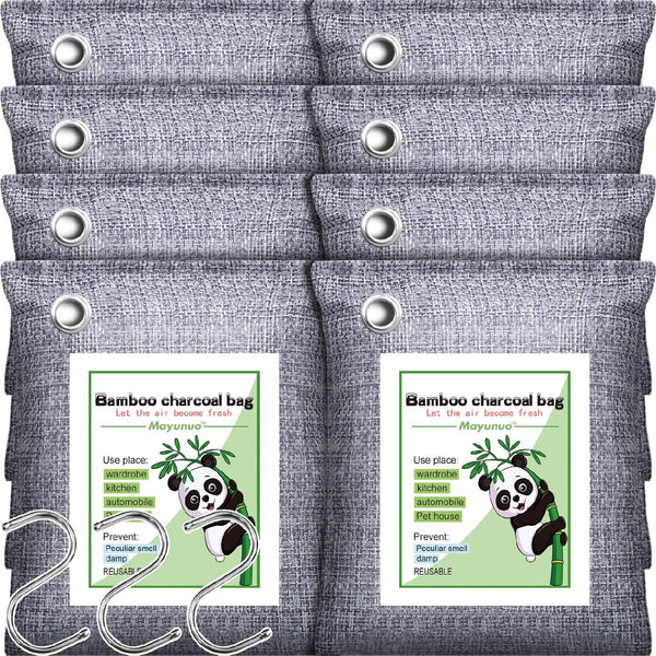 Activated Charcoal Odor Absorber Nature Fresh Bamboo Air Purifying Bag 8 Pack, Odor Eliminator for Home