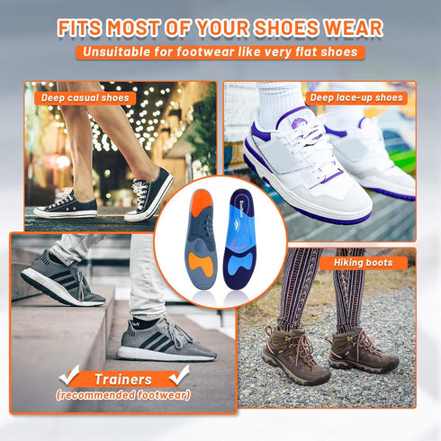RooRuns Heavy Duty Arch Support Plantar Fasciitis Insoles for Men and Women, Orthotic Inserts Shoe Insoles for Flat