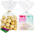 NPLUX 50 Pack Cellophane Bags, Clear Flat Bottom Treat Bags with Twist Ties for Candy and Small Gift Wrapping