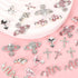 30 Pcs Nail Charms Pink Y2k Chrome Rhinestone Charms, 3D Cross Snake Saturn Shape with Planet Nail Gems