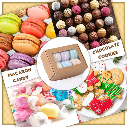 Zonon 30 Pcs Soap Boxes for Homemade Packaging, Mini Kraft Treat Boxes with Window for Gift Packaging (Brown)