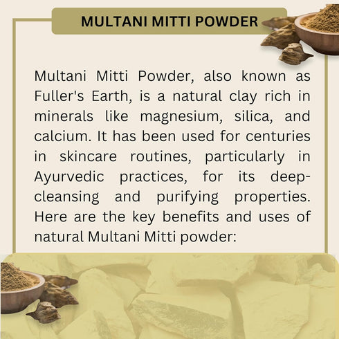 Multani Mitti Earth Clay, 100% Natural Indian Healing Clay Mask for Skin Care, 5.3 oz