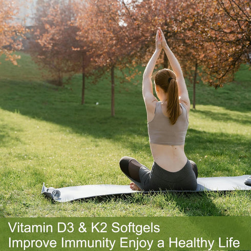 2-in-1 Vitamin D3 K2 Softgel - 10000 IU VIT D3 + 200 MCG K2, Bone & Cardiovascular Health Support - 300 Pcs